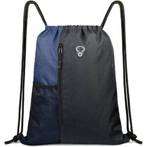 Durable Drawstring Backpack with 2 Zipper Pockets - Ideal for Sports & Travel